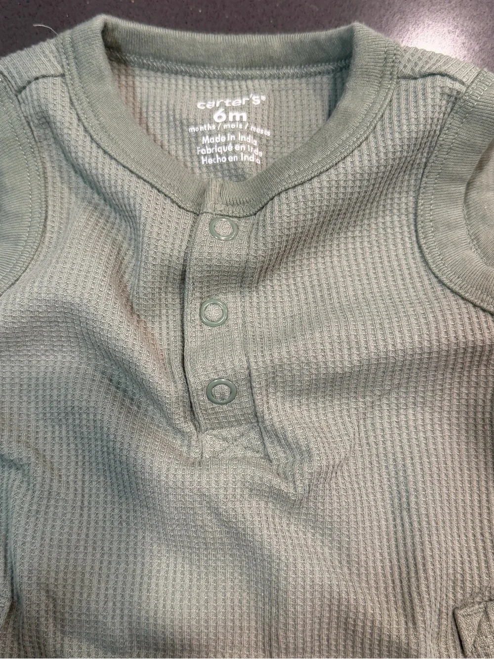 Carter's Sage Green Sleeveless Waffle Romper